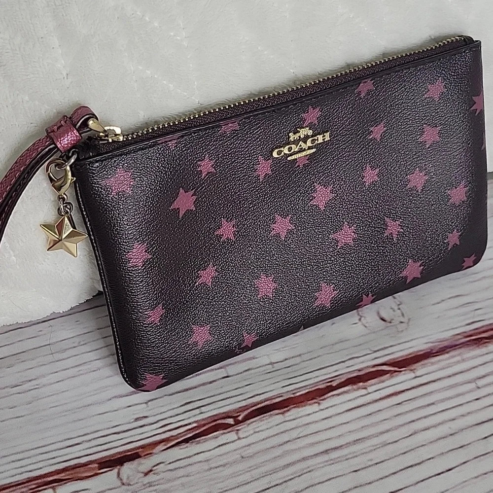 Coach Pink Star Pattern Wristlet - Picture 3 of 9